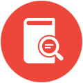 icon of a paper with a magnifying glass